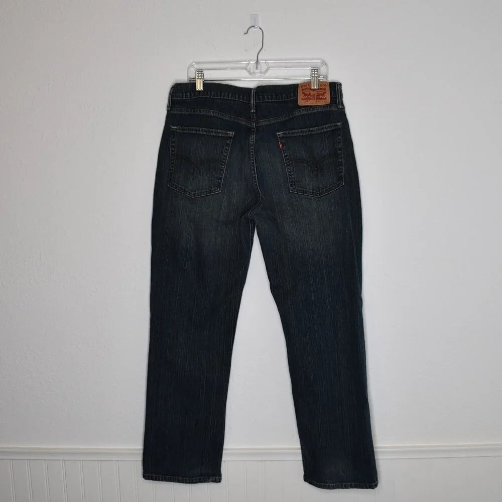 Levis 514 Mens Jeans Sz 36 x 30 Straight Dark Wash Denim Distressed 5 Pocket - Picture 7 of 16